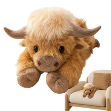 Highland Cow Plush Pillow Weighted Stuffed Animal With Heating Pad Warm Gift