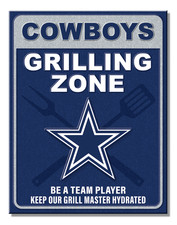 Dallas Cowboys Grilling Zone NFL Tin Sign wall decor 12.5" x 16" Made in USA