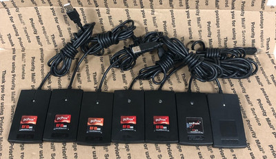 (LOT OF 7) PC PROX - RFID EAS - USB READER (UNKNOWN MODELS)  TESTED