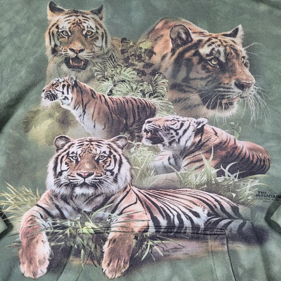 Sudadera con Capucha The Mountain Para Hombre Mediana Verde Tigre Naturaleza Pullover Sudadera Polar Foto 3 de 4