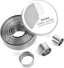 12 Pieces Round Cookie Biscuit Cutter Set,Graduated Circle Pastry Cutters,18/8 S