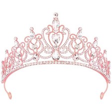 TODDER Tiara for Women Girls Rhinestone Princess Queen Crowns Crystal Rose Gold