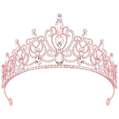 TODDER Tiara for Women Girls Rhinestone Princess Queen Crowns Crystal Rose Gold