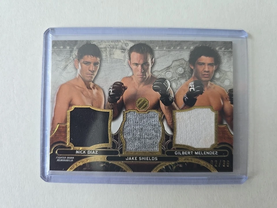 2014 UFC Triple Threads Triple Relic /36 Nick Diaz, Jake Shields, Gilbert... - Image 3 of 3