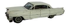Vintage Bandai Cadillac Tin Friction Toy Car Japan White 8  1965