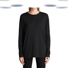 Ex AllSaints Women's Wave Top Black Long Sleeve Cotton