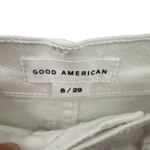 GOOD AMERICAN pantaloncino nuovo con etichette buono anni 90 effetto invecchiato bianco001 // 8 - Foto 8 di 13