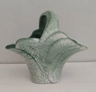 Vintage Synar 56 Ceramic Basket Pre Frankoma Pottery Wintergreen Glaze  Oklahoma