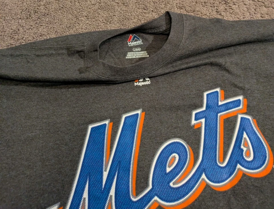 Camiseta deportiva Majestic MLB New York Mets Matt Harvey gris #33 grande para hombre Foto 3 de 4