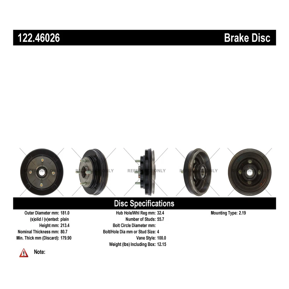 Tambor de freno Centric Parts 122.46026 Centric Premium para Mitsubishi Mirage 14-19 Foto 3 de 4