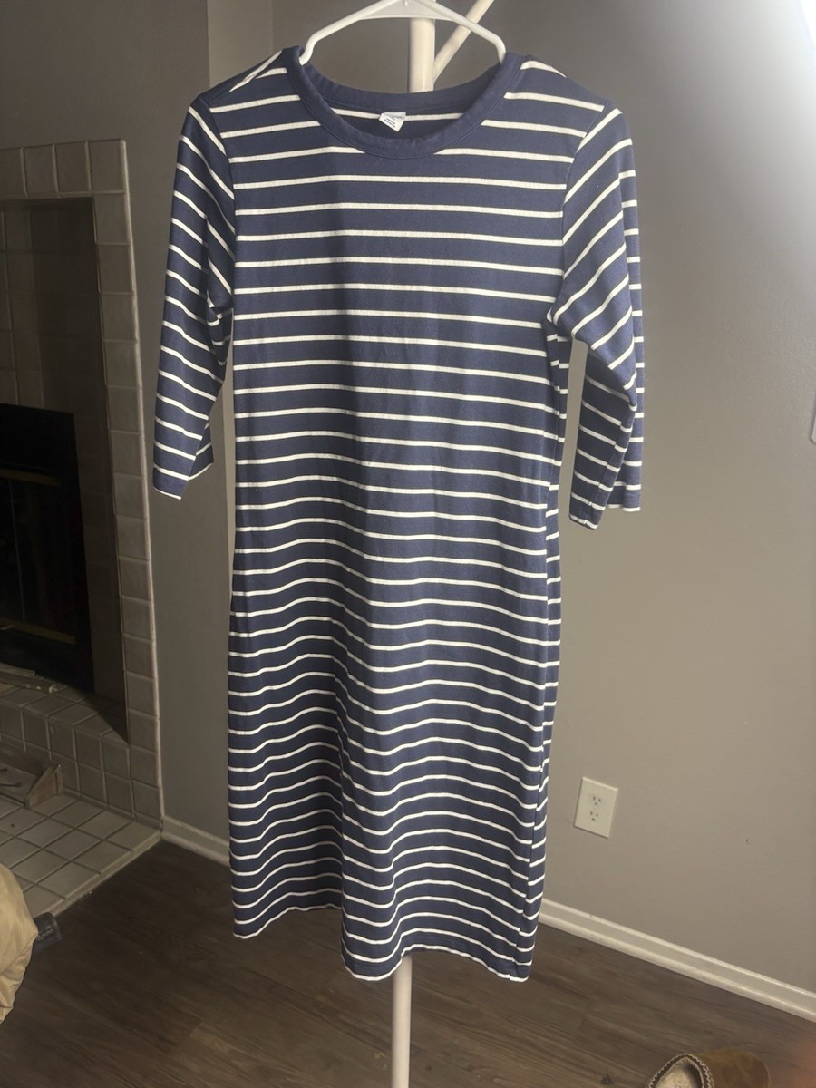old navy shirt dress Tall M Navy White Striped T-Shirt Knee Length 3/4 Sleeve Avery Cashmere Sweater Dress Color:Dark Coral Outfits Fair Trade knit crew neck short
