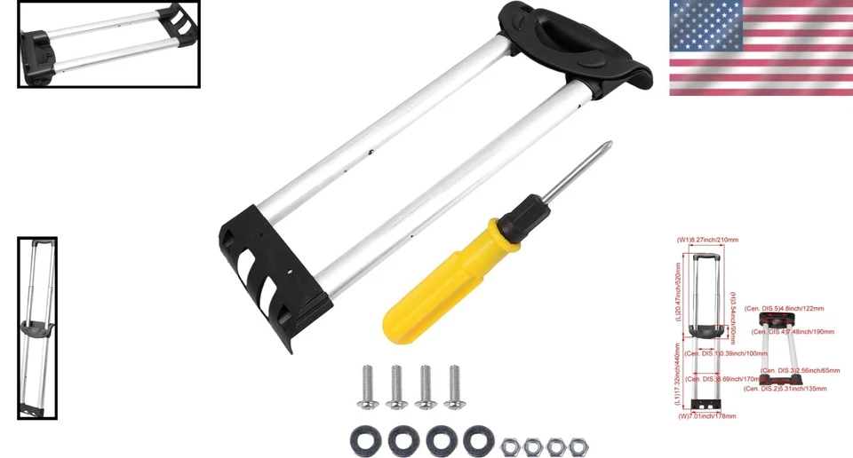 Elegante alça telescópica preta e prata para bagagem de 20 polegadas - instalação faça você mesmo - Imagem 2 de 4