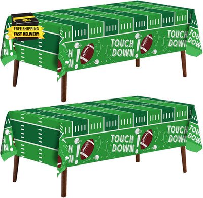 2 Pack Football Tablecloth Disposable Plastic Football Party Decorations Tablecl