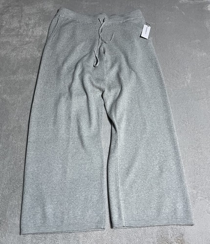 Liz Claiborne Sweatpants Womens XL Gray Knit Drawstring Wide Leg Cozy Lounge
