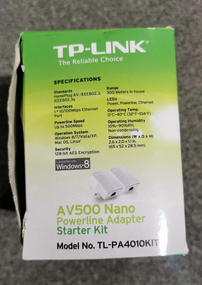 TP-Link AV500 Nano Powerline Adapter Starter Kit TL-PA4010 KIT Boxed Complete - Image 3 of 4