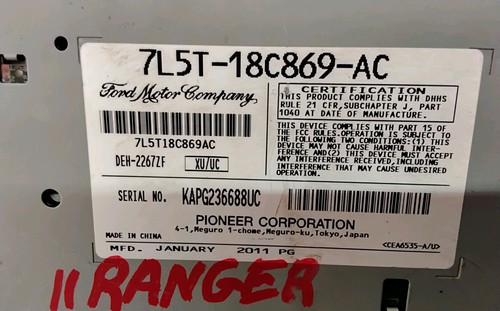 2007-2011 FORD RANGER RADIO RECEIVER AM FM CD PLAYER OEM ASSEMBLY TESTED UNIT - Picture 21 of 24