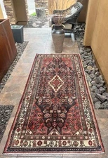 3'5 x 7'4 Earth Tone Nomad Geometric Vintage Handmade Semi Antique Wool Area Rug