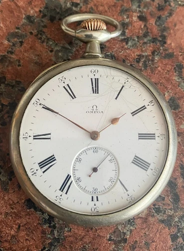 ANTIQUE C.1906 OMEGA POCKET WATCH 50MM SLENDER 11.71MM GOOD BALANCE FOR PARTS