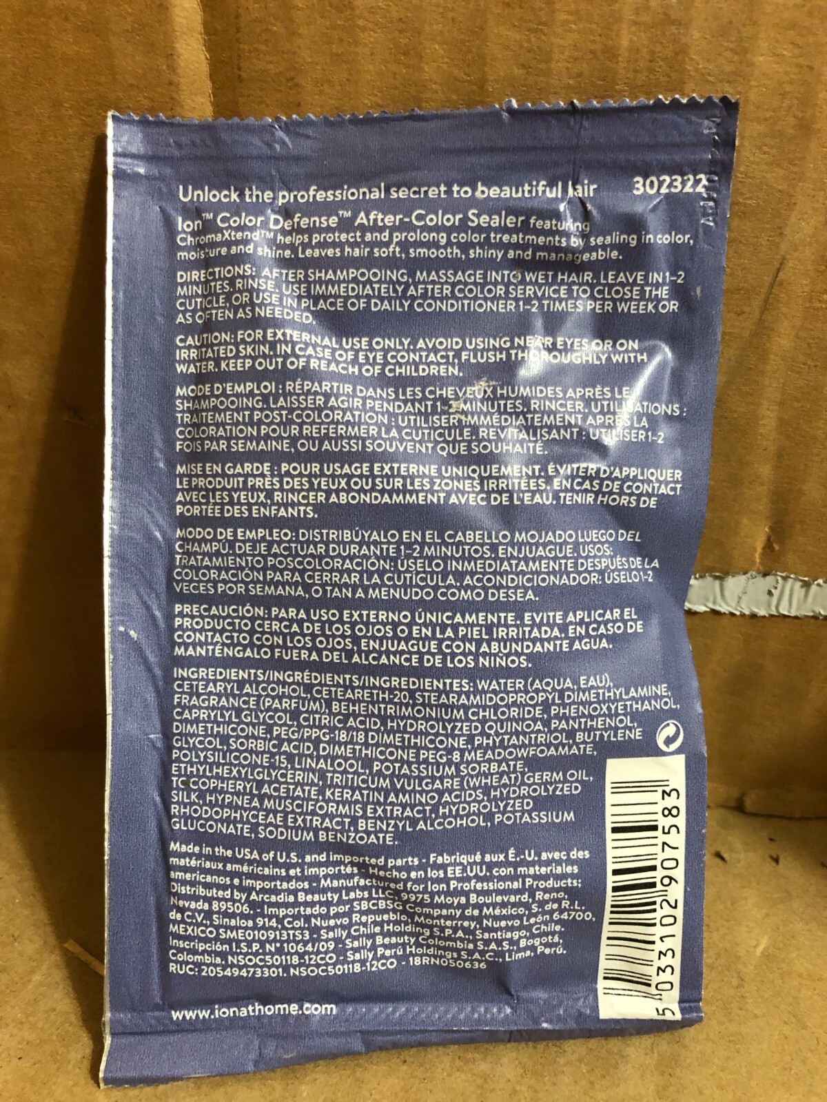ION Color Solutions Color Defense After-Color Sealer 1 oz pouch (Lot of 3) **
