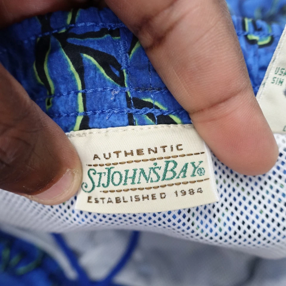 Baúl corto de natación St John's Bay para hombre 3XL azul floral nailon malla forrado pull-on Foto 3 de 4