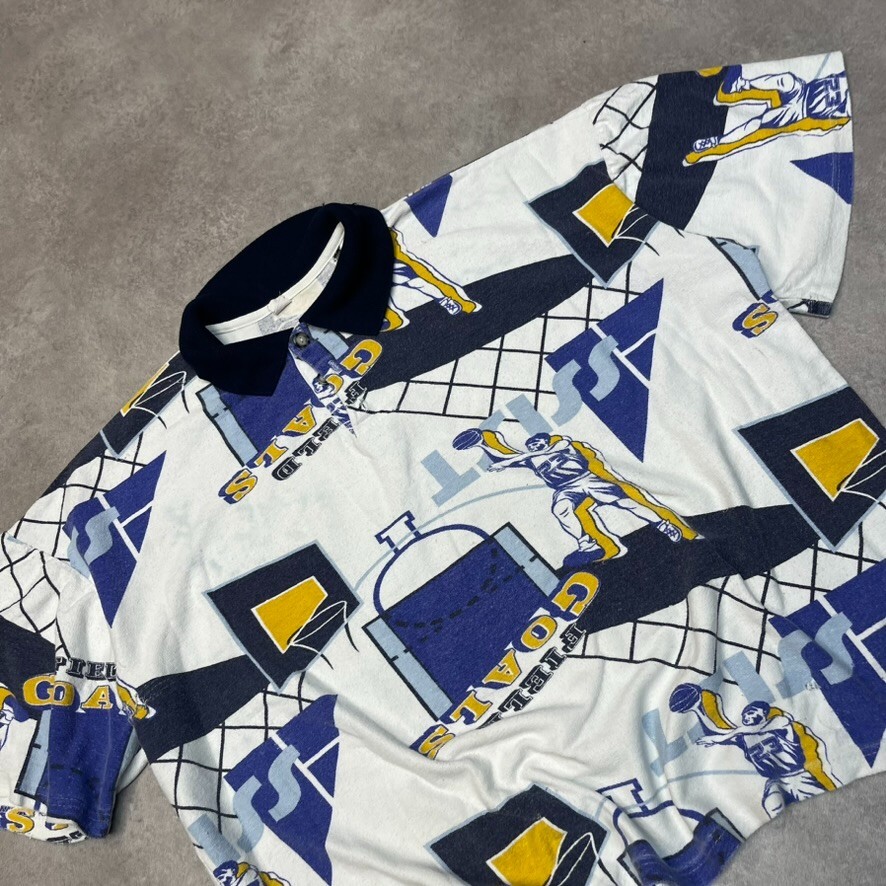 FIeld Rugby Polo Shirt Mens All Over Print Short Sleeve Top, White Blue XL image 3