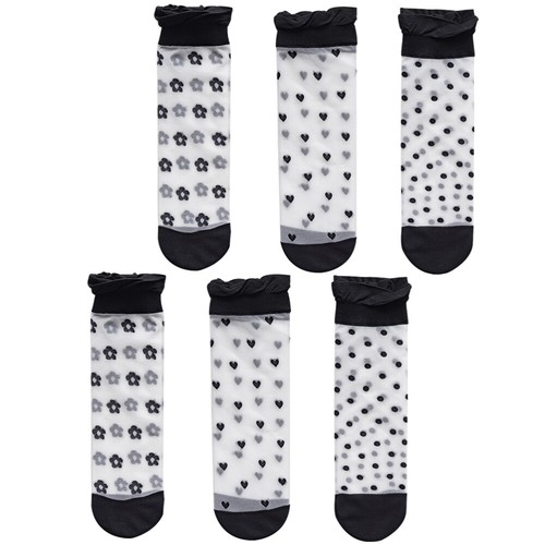 3 Pairs Chaussettes En Noir Blanc Dété Maille Filles points de vente Aux Femmes Manquer
