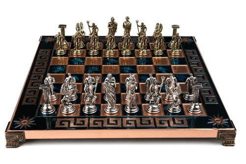 11” Handmade Hercules Chess Set – Wood & Metal Board – Greek Crafted Collectible - Picture 3 of 7