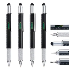 4 Pack Multitool Pen with Extra Refills Set 6 in 1 Multitool Pen with Ruler &...
