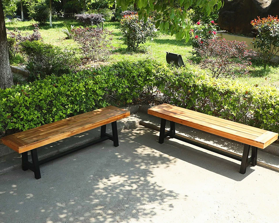 Conjunto de móveis de jantar de vime para pátio mesa de madeira cadeira de vime para área externa 7 peças - Imagem 3 de 4