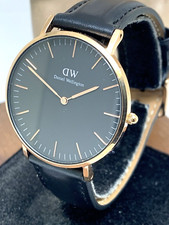 Daniel Wellington Women's Watch DW00100139 Rose Gold Black Leather Strap 36mm