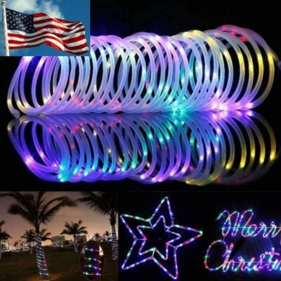 LED Solar Strips String Lights Powered Rope Fairy Hanging Outdoor Garden Patio