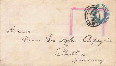 UK Great Britain U15 Ganzsache Postage Half Penny to Stettin 1902
