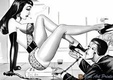 Vintage Fetish Art by Gene Bilbrew: Dominatrix at Play, Digitally Enhanced Print