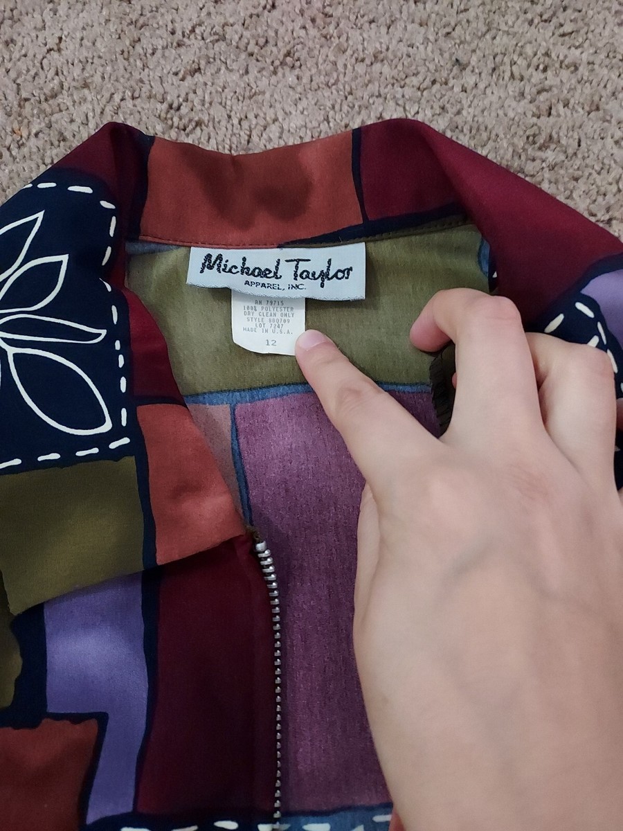 トップス n VTG Michael Taylor Multicolor Floral Collar Zip Up Jacket Blazer