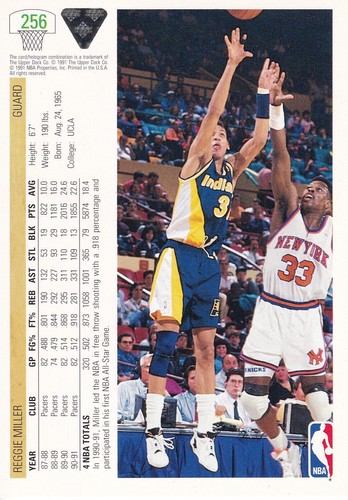1991 NBA Upper Deck Card #256 REGGIE MILLER Indiana Pacers Near Mint + - Picture 2 of 2