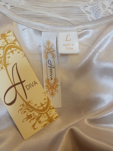NEW Adiva Lace Satin Ivory Sleeveless Blouse. Size Large - Picture 5 of 9