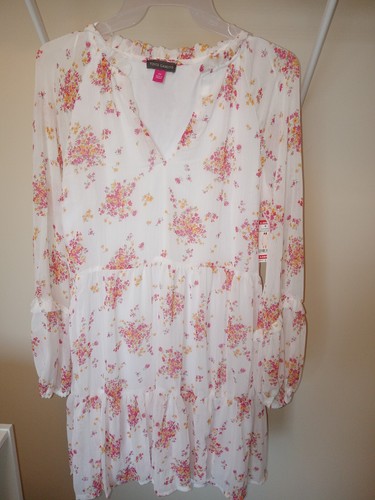 Womens Vince Camuto Ivory/pink/gold Floral Dress Lined Size Extra Small New - Picture 3 of 7