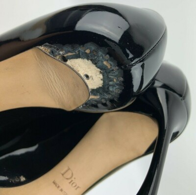 Christian Dior Women's Black Patent Leather Heels Shoes sz Christian Dior Women's Black Patent Leather Heels Shoes sz