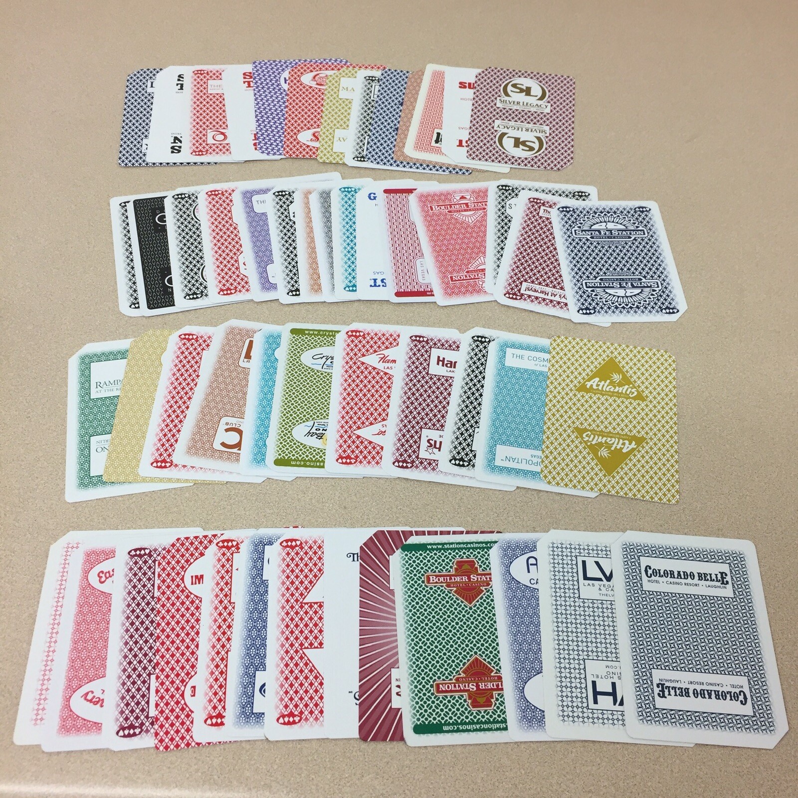 Las Vegas Casino Deck of Playing Cards with 52 Different Vintage & Recent EUC