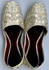 Indian Punjabi Pakistani Ethnic Traditional Man Khussa Flat Shoes Juti US 7.5