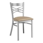 (10 Pack) Cross Back Clear Coat Metal Restaurant Chair With Taupe Vinyl Seat