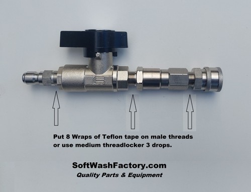 Dn10 Ball Valve with Mosmatic and Stainless Quick Connects for Pressure Washer - Picture 2 of 2