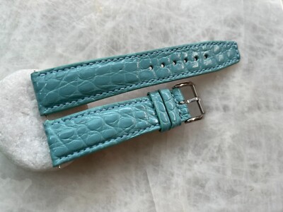 21mm/18mm Green Alligator Crocodile Embossed Leather Watch Strap Band
