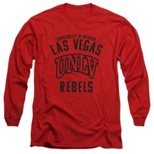 Uni of Nevada Las Vegas Adult Long Sleeve T-Shirt One Color Logo, Red, S-3XL