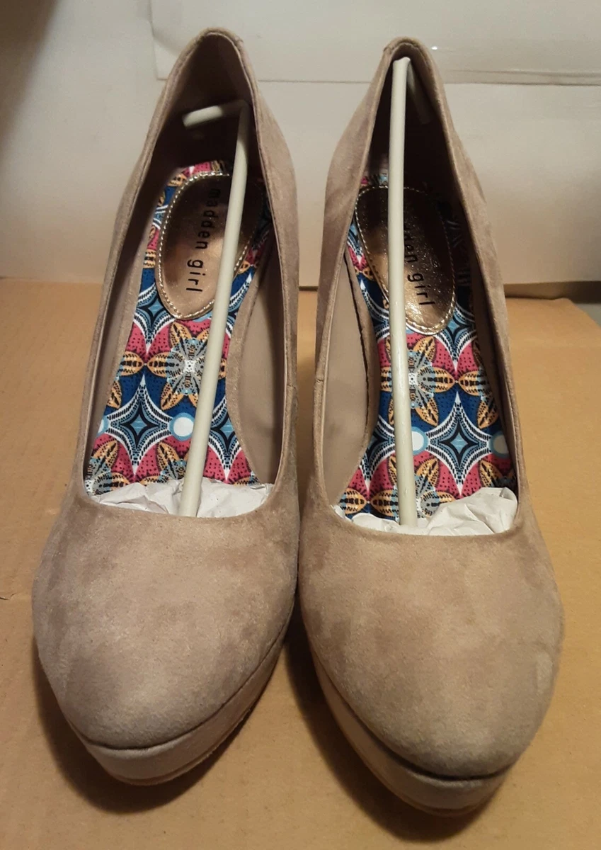 Madden Girl Women s Valia Wedge Taupe Micro Suede Shoes 4