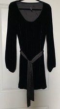 Laundry Shelli Segal Velvet Long Sleeve Mini Dress 10 Satin Belt