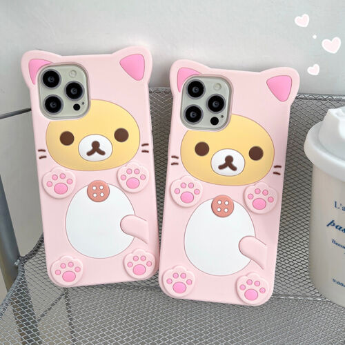 Süße 3D Rilakkuma Katze Krallen Hülle Cover für iPhone 16 Pro Max Plus 15 14 13 Pro - Bild 2 von 18