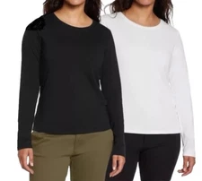 New Banana Republic Ladies’ Long Sleeve Classic Tee 2-Pack Large L Black White