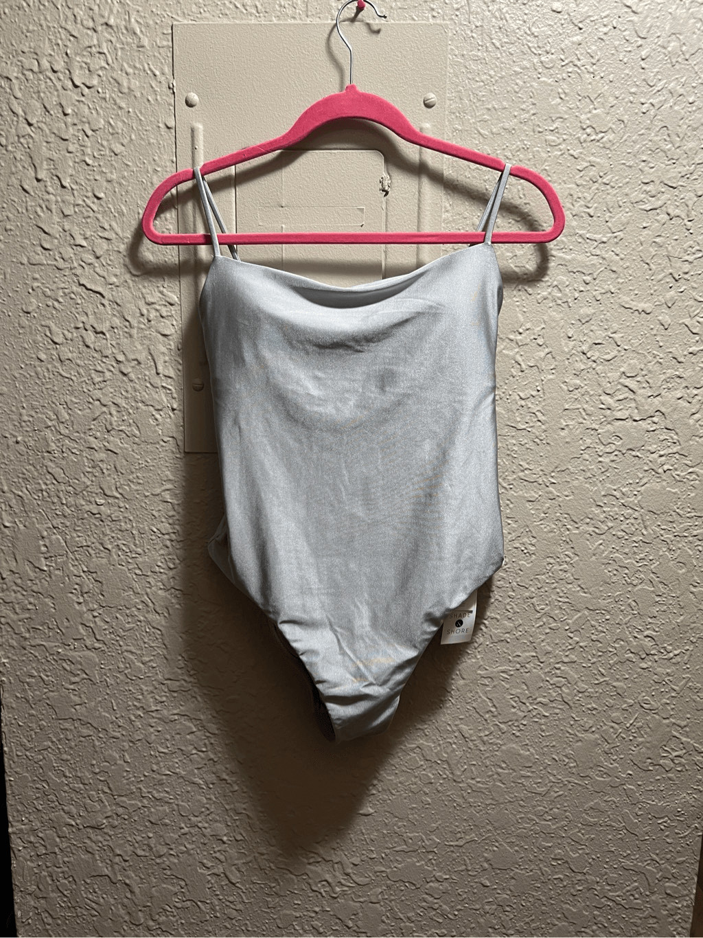 Shade & Shore Silver High Leg Cheeky One Piece Swimsuit Woman’s Medium NEW