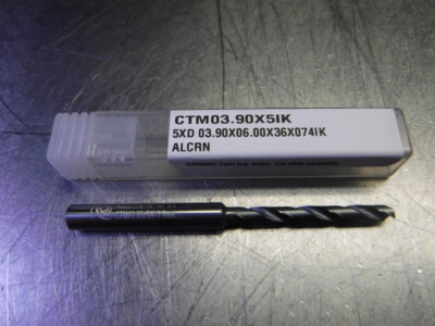 CTMI 3.90mm Coolant Thru Carbide Drill 5xd 03.90x06.00x36x074IK ALCRN (LOC1071A)